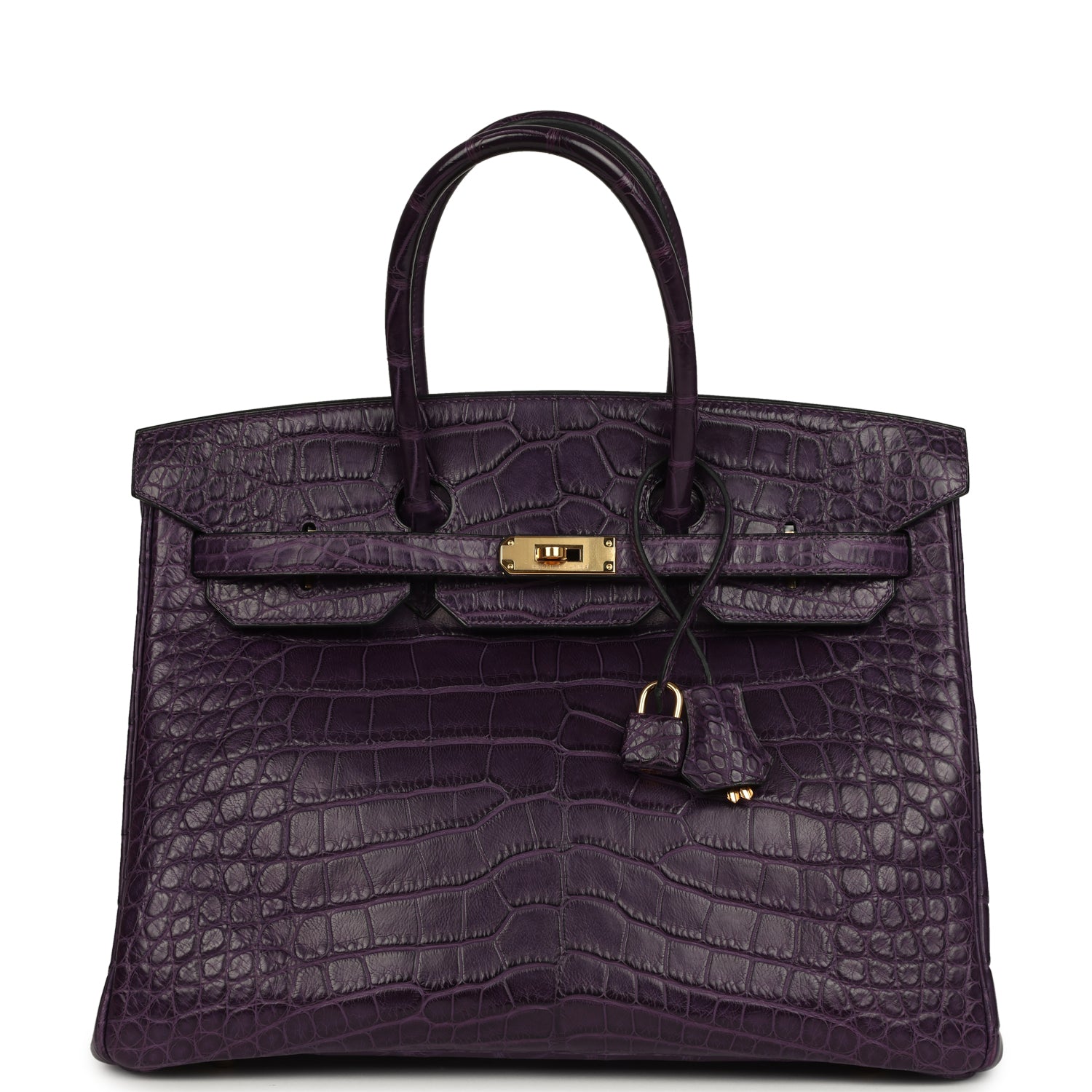 Hermes Birkin 35 Amethyst Matte Alligator Gold Hardware