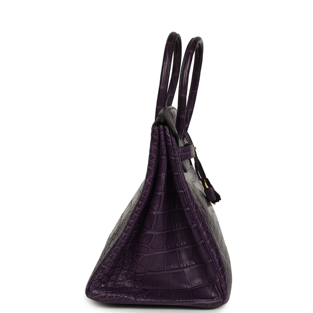 Hermes Birkin 35 Amethyst Matte Alligator Gold Hardware