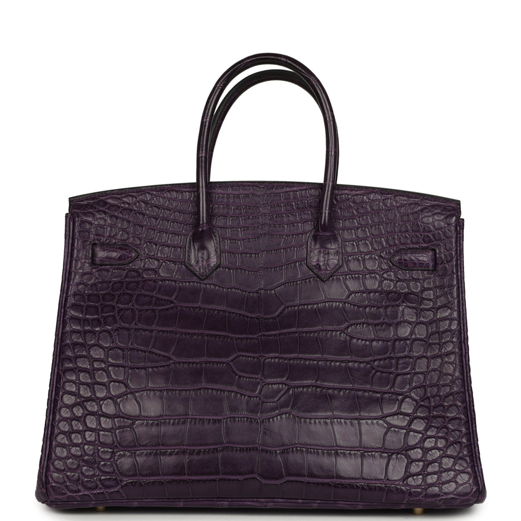 Hermes Birkin 35 Amethyst Matte Alligator Gold Hardware