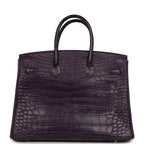 Hermes Birkin 35 Amethyst Matte Alligator Gold Hardware