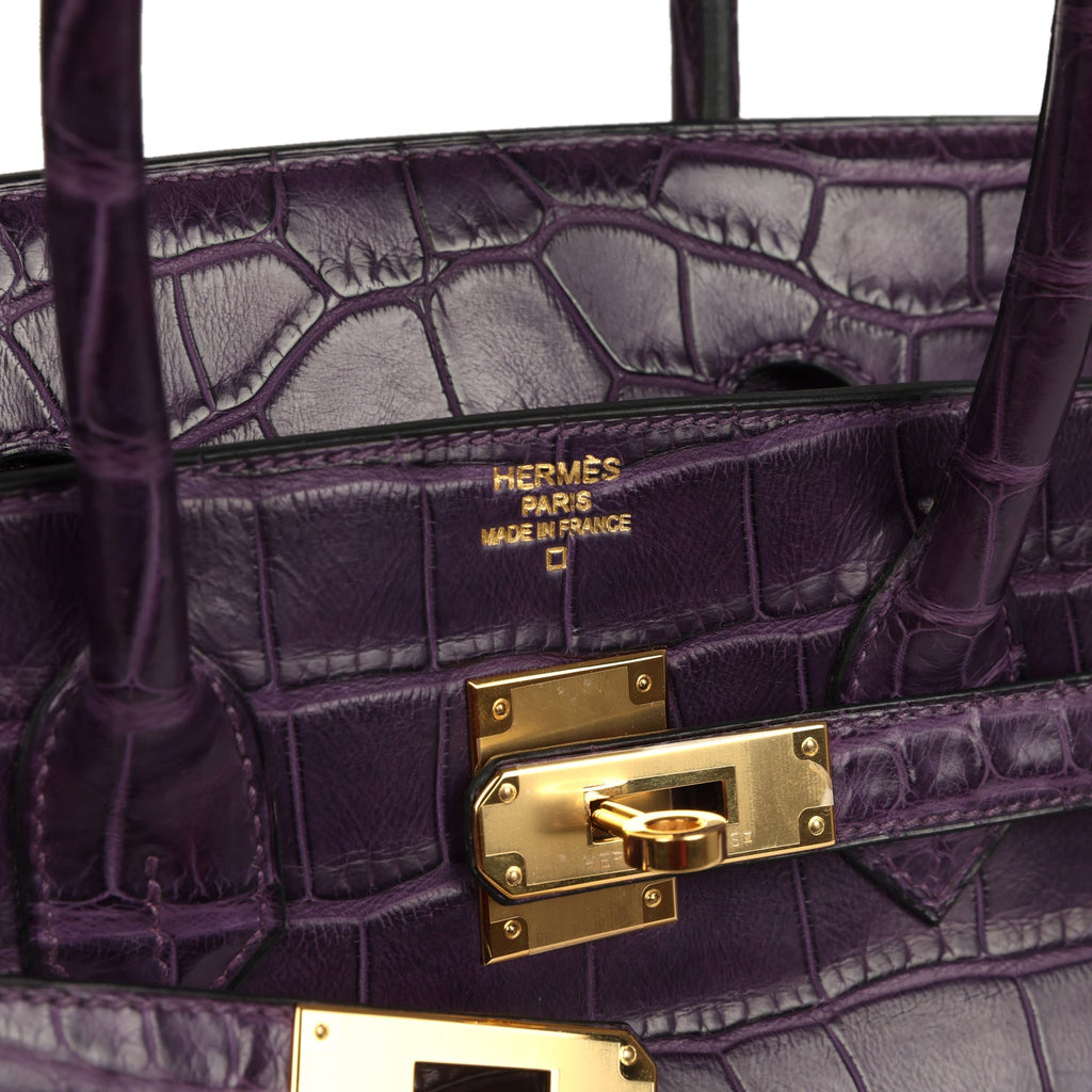 Hermes Birkin 35 Amethyst Matte Alligator Gold Hardware