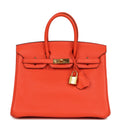 Hermes Birkin 25 Orange Poppy Togo Gold Hardware