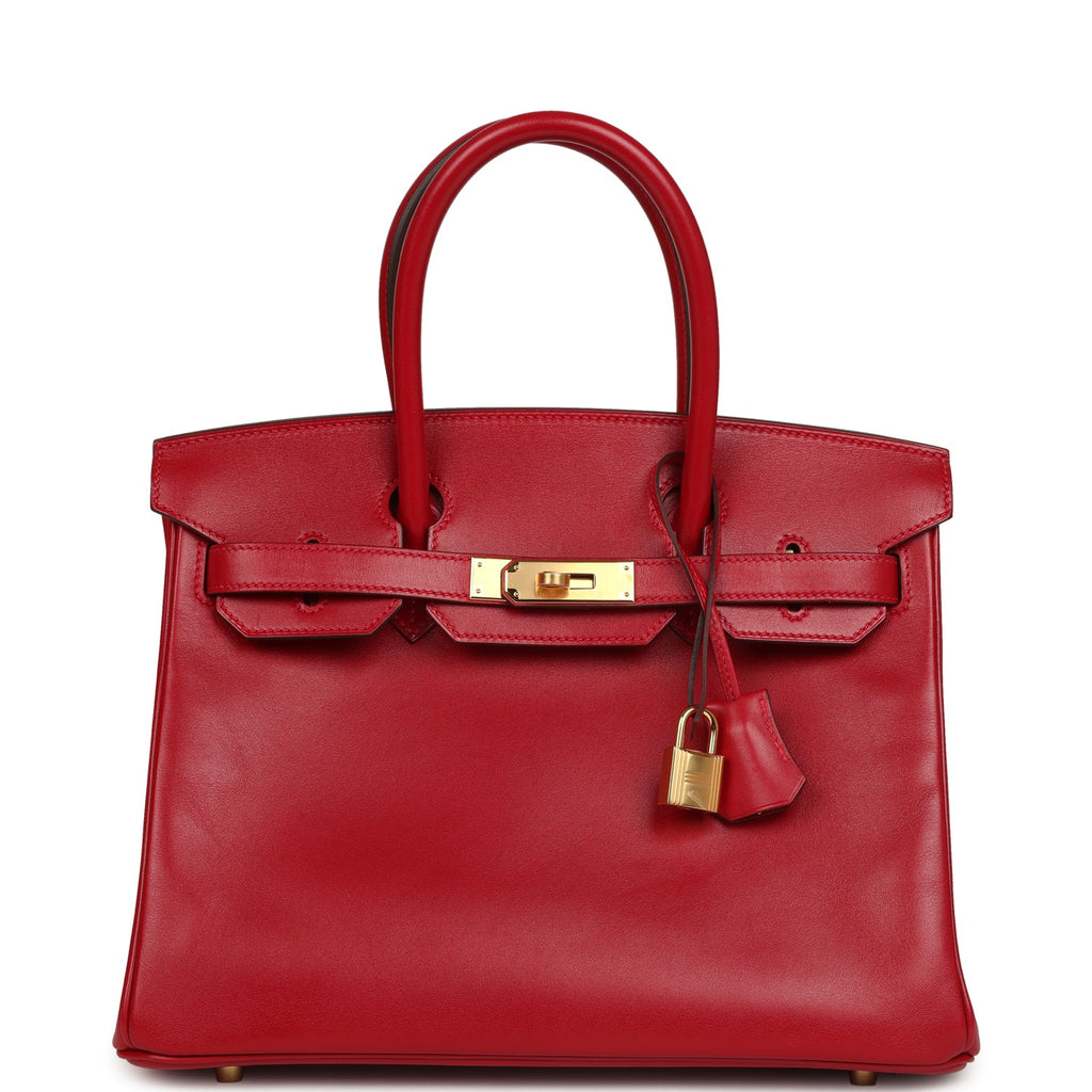 Hermes Birkin 30 Rouge Vif Tadelakt Gold Hardware