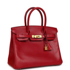 Hermes Birkin 30 Rouge Vif Tadelakt Gold Hardware