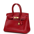 Hermes Birkin 30 Rouge Vif Tadelakt Gold Hardware