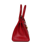 Hermes Birkin 30 Rouge Vif Tadelakt Gold Hardware