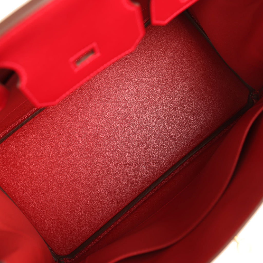 Hermes Birkin 30 Rouge Vif Tadelakt Gold Hardware