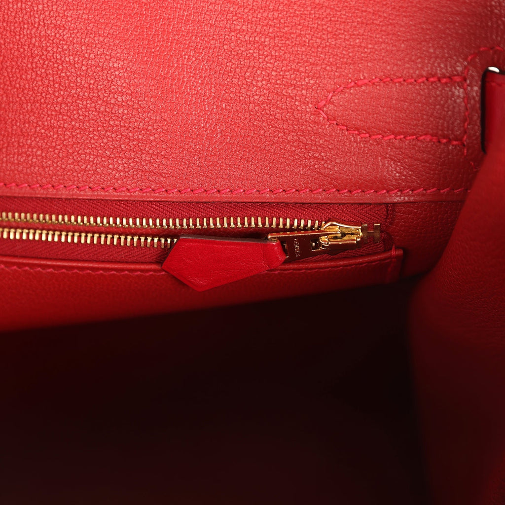 Hermes Birkin 30 Rouge Vif Tadelakt Gold Hardware