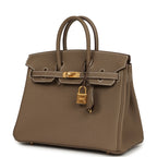 Hermes Birkin 25 Etoupe Togo Brushed Gold Hardware