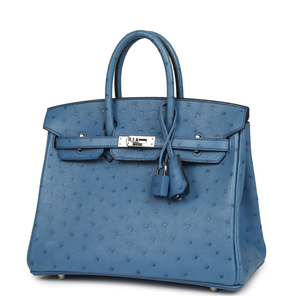 Hermes Birkin 25 Mykonos Ostrich Palladium Hardware