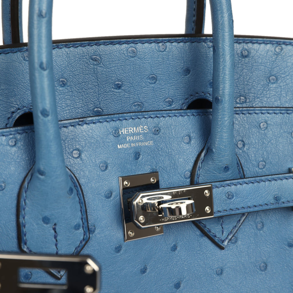 Hermes Birkin 25 Mykonos Ostrich Palladium Hardware