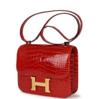 Hermes Constance 24 Geranium Shiny Alligator Gold Hardware