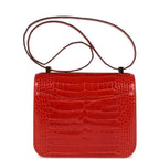 Hermes Constance 24 Geranium Shiny Alligator Gold Hardware