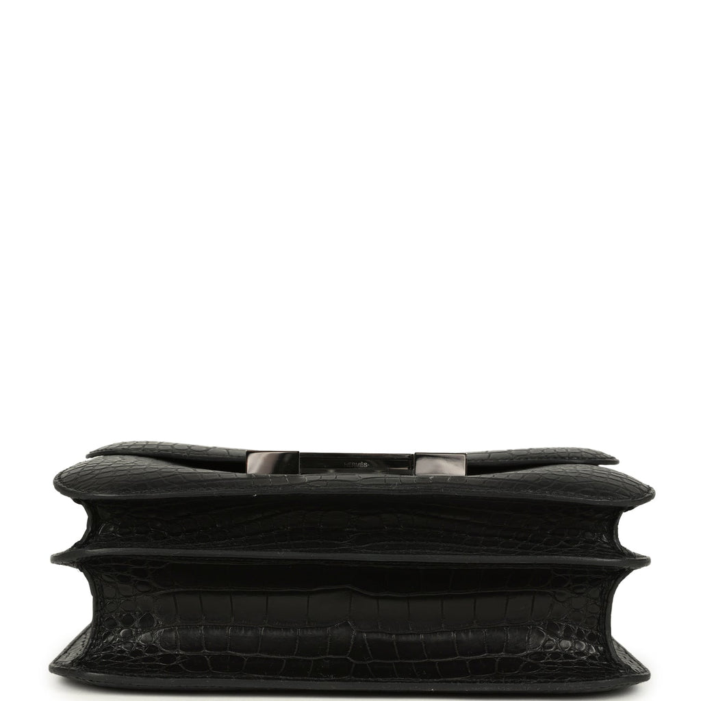 Hermes Constance 24 Black Matte Alligator and Ombre Lizard Marquette Palladium Hardware
