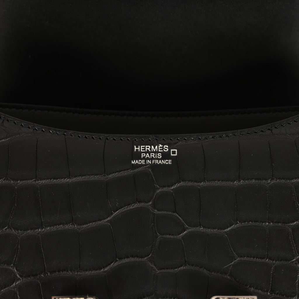 Hermes Constance 24 Black Matte Alligator and Ombre Lizard Marquette Palladium Hardware