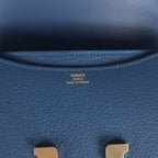 Hermes Constance 18 Bleu Tie Chevre Mysore Permabrass Hardware