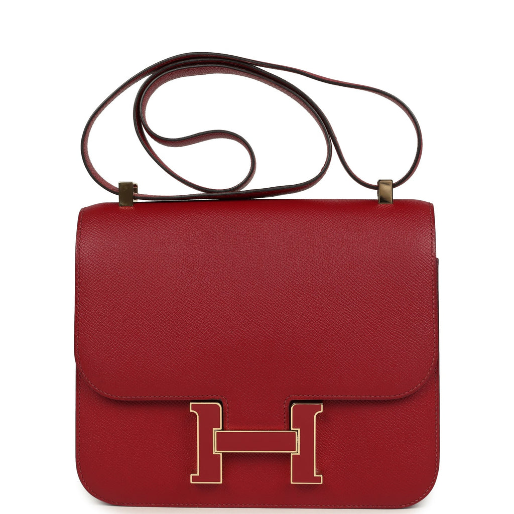 Hermes Constance 24 Rouge Grenat Verso Epsom Lacquered Permabrass Hardware