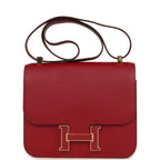 Hermes Constance 24 Rouge Grenat Verso Epsom Lacquered Permabrass Hardware