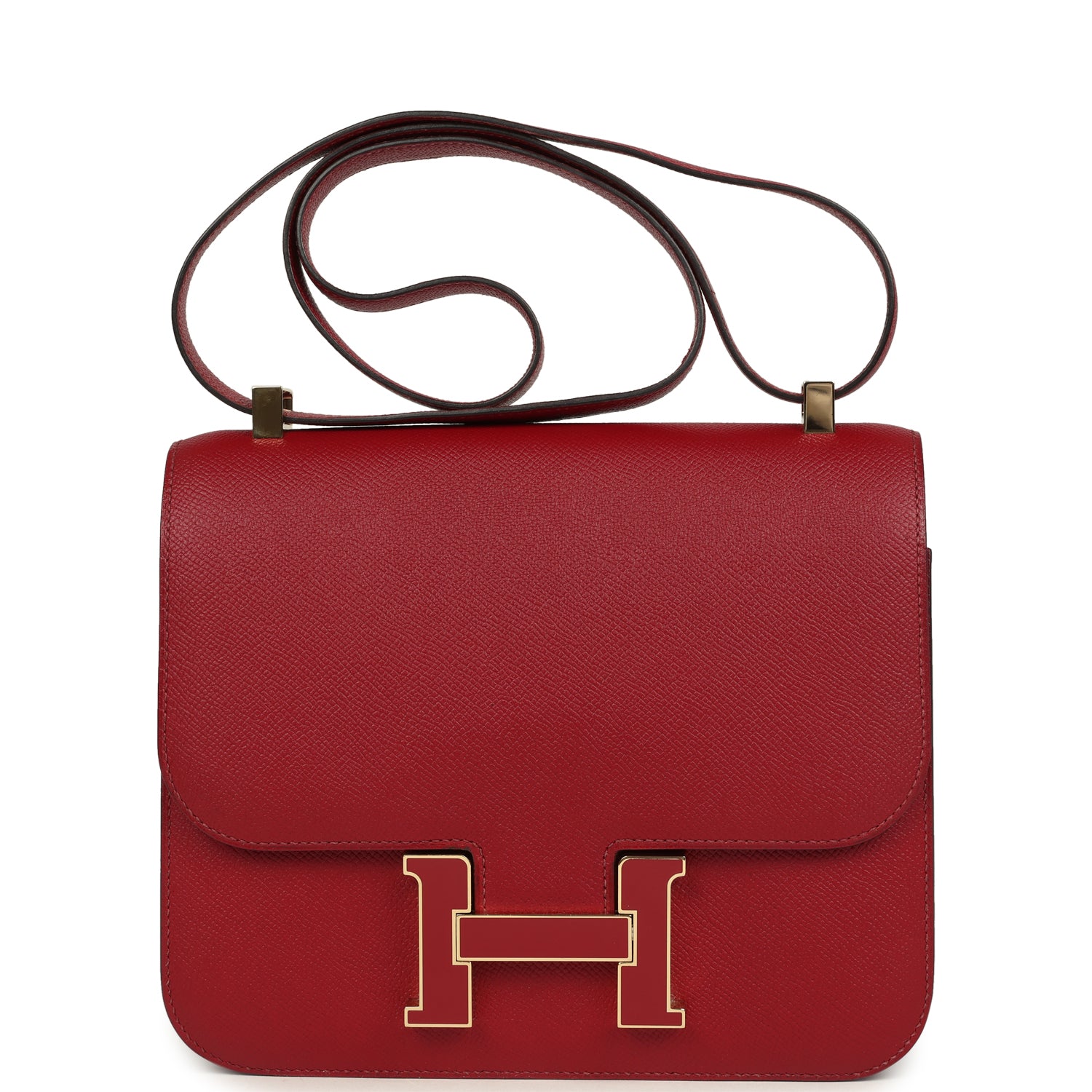 Hermes Constance 24 Rouge Grenat Verso Epsom Lacquered Permabrass Hardware