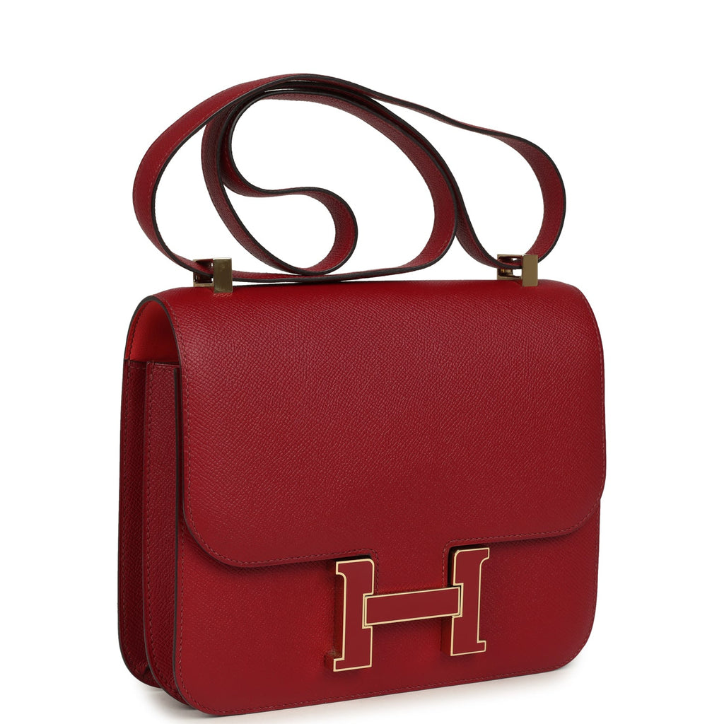 Hermes Constance 24 Rouge Grenat Verso Epsom Lacquered Permabrass Hardware
