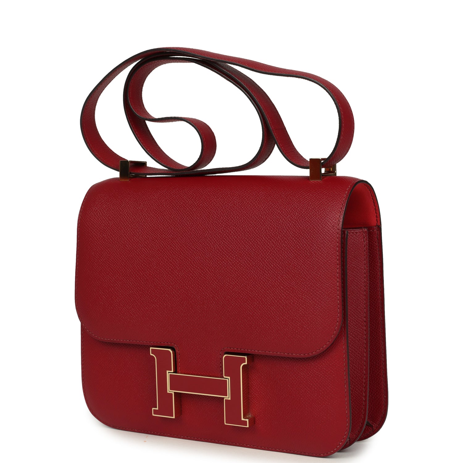 Hermes Constance 24 Rouge Grenat Verso Epsom Lacquered Permabrass Hardware