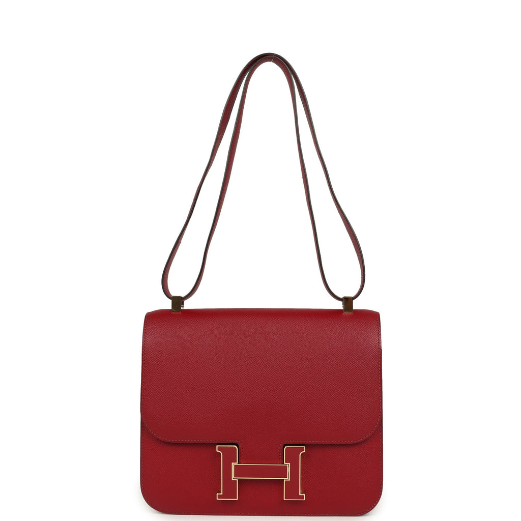 Hermes Constance 24 Rouge Grenat Verso Epsom Lacquered Permabrass Hardware