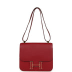 Hermes Constance 24 Rouge Grenat Verso Epsom Lacquered Permabrass Hardware