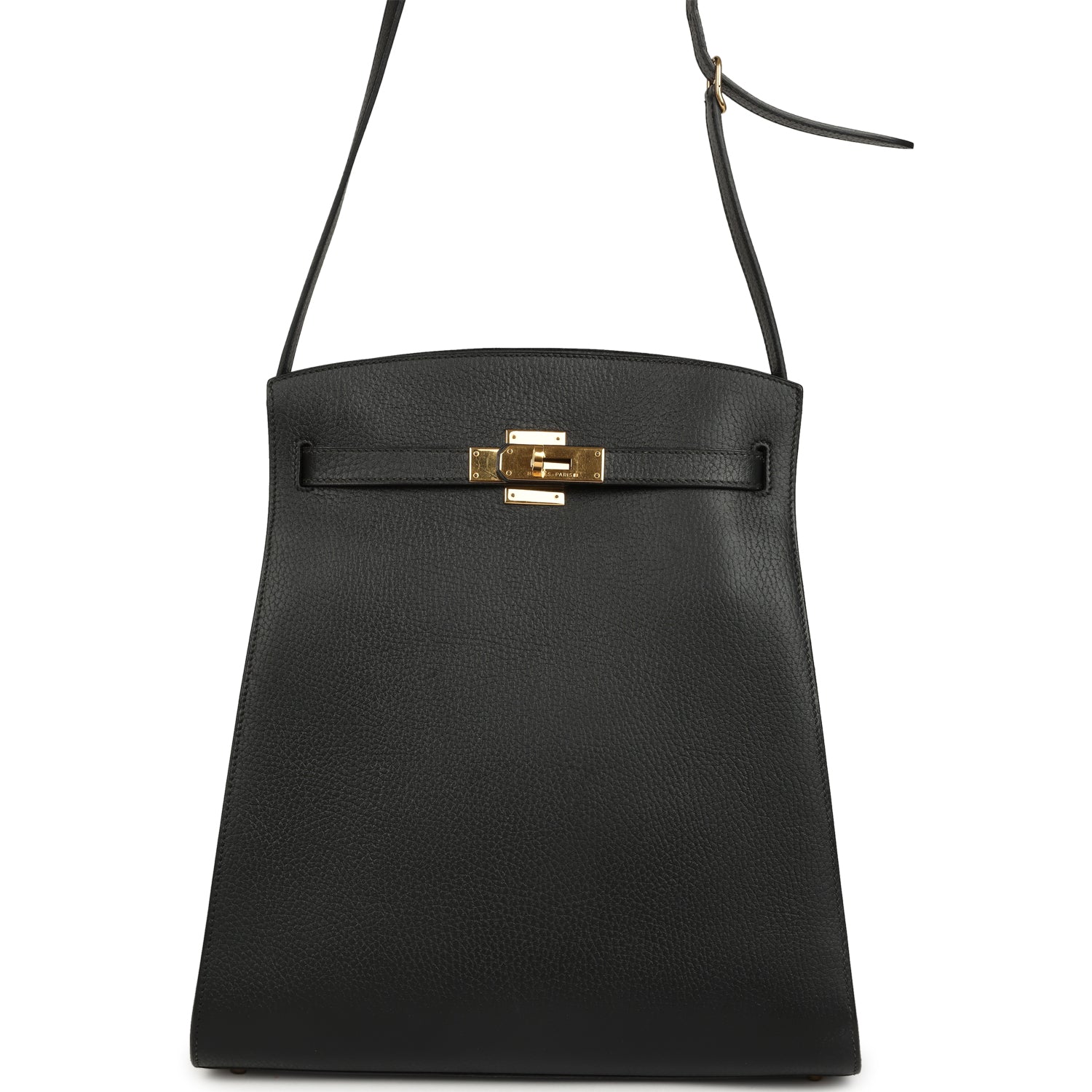 Vintage Hermes Kelly Sport 29 GM Black Ardennes Gold Hardware
