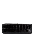 Hermes Kelly Pochette Black Shiny Porosus Crocodile Gold Hardware