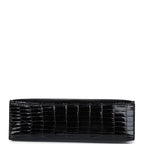 Hermes Kelly Pochette Black Shiny Porosus Crocodile Gold Hardware