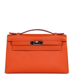Hermes Kelly Pochette Feu Epsom Palladium Hardware