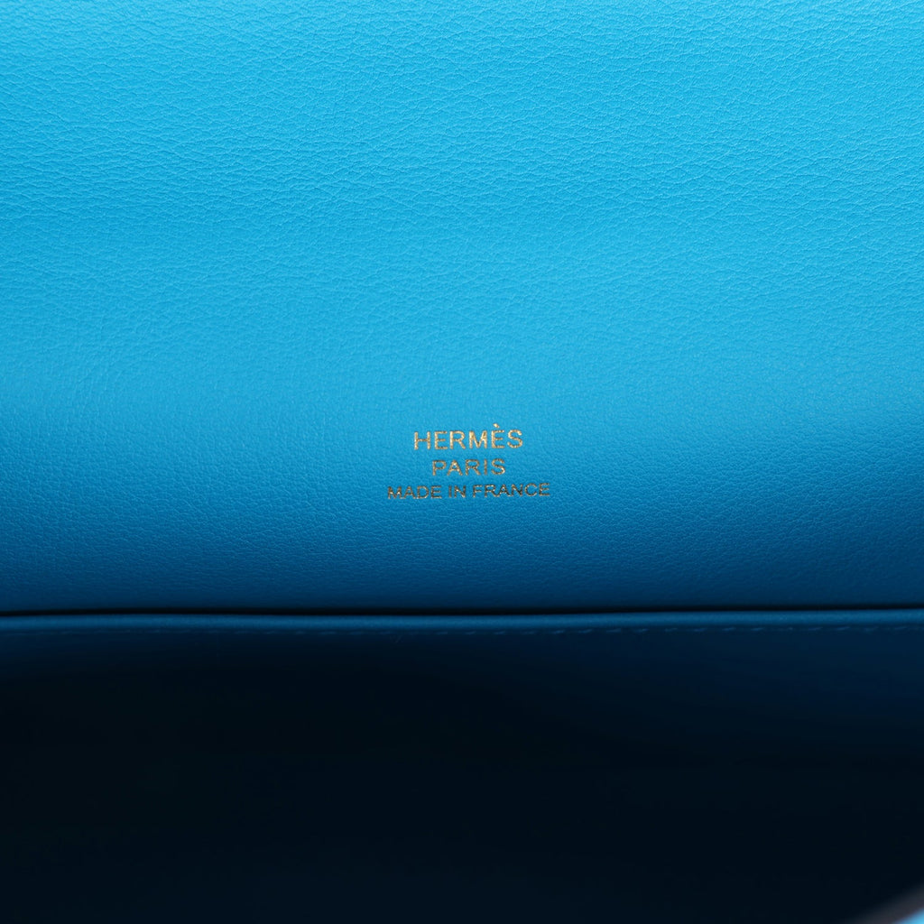 Hermes Kelly Pochette Bleu Frida Swift Gold Hardware