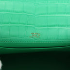Hermes Kelly Pochette Vert Comics Matte Alligator Gold Hardware