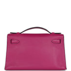 Hermes Kelly Pochette Rose Pourpre Swift Palladium Hardware