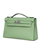 Hermes Kelly Pochette Vert Criquet Swift Palladium Hardware