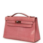 Hermes Kelly Pochette 5P Bubblegum Niloticus Lizard Palladium Hardware