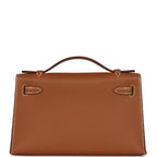 Hermes Kelly Pochette Gold Swift Palladium Hardware