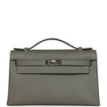 Hermes Kelly Pochette Gris Meyer Swift Paladium Hardware