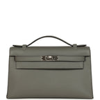 Hermes Kelly Pochette Gris Meyer Swift Paladium Hardware