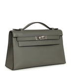 Hermes Kelly Pochette Gris Meyer Swift Paladium Hardware