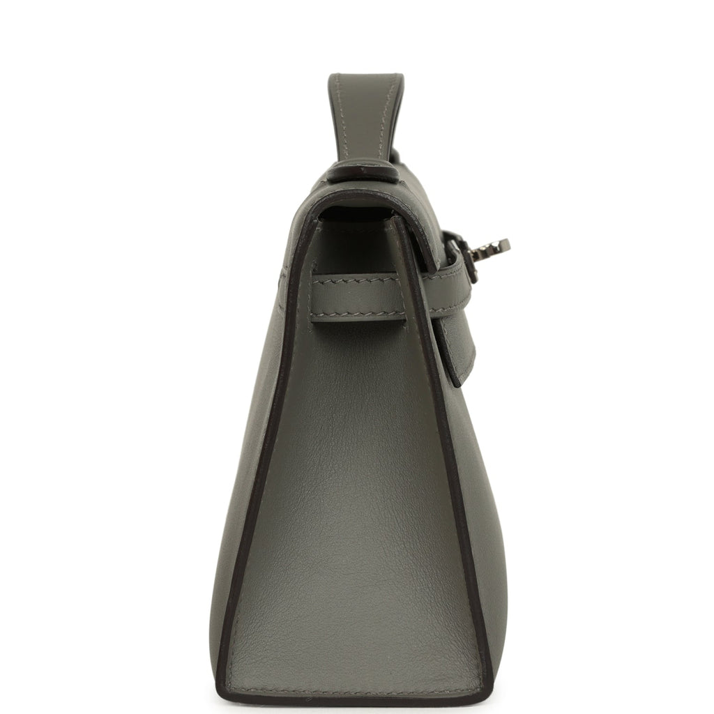 Hermes Kelly Pochette Gris Meyer Swift Paladium Hardware