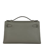 Hermes Kelly Pochette Gris Meyer Swift Paladium Hardware