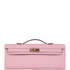 Hermes Kelly Cut Mauve Sylvestre Swift Rose Gold Hardware
