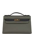 Hermes Special Order (HSS) Kelly Pochette Gris Meyer and Caban Swift Permabrass Hardware