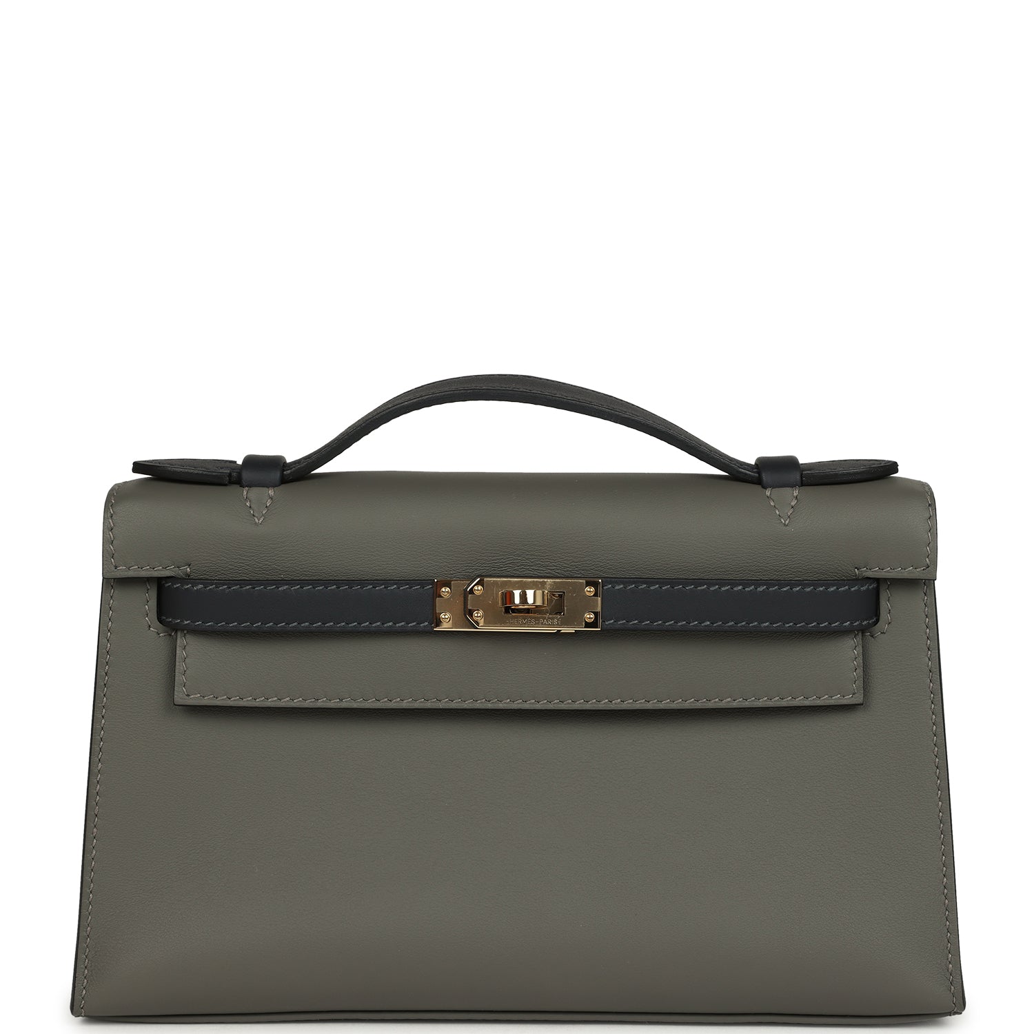 Hermes Special Order (HSS) Kelly Pochette Gris Meyer and Caban Swift Permabrass Hardware