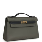 Hermes Special Order (HSS) Kelly Pochette Gris Meyer and Caban Swift Permabrass Hardware