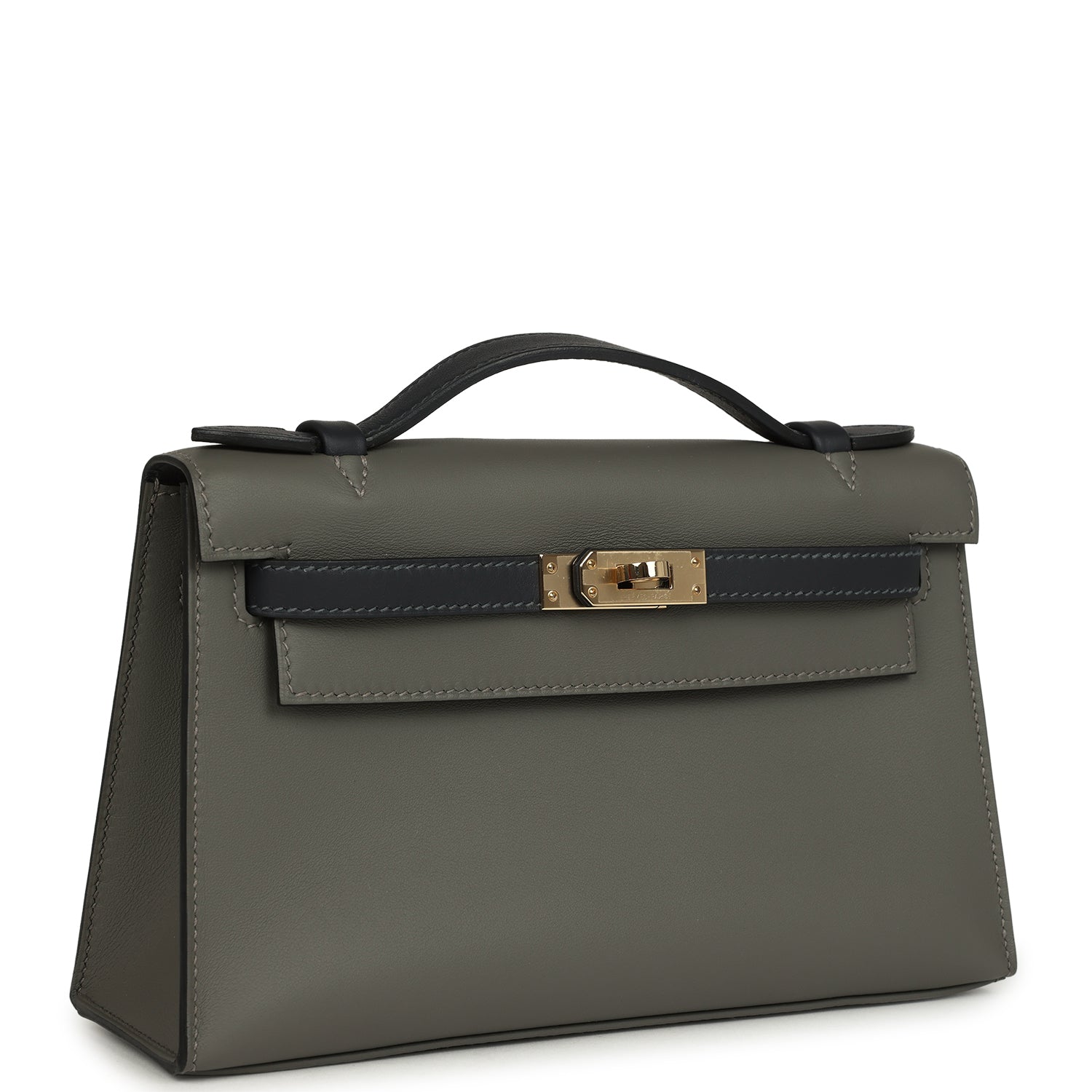 Hermes Special Order (HSS) Kelly Pochette Gris Meyer and Caban Swift Permabrass Hardware