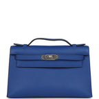 Hermes Kelly Pochette Bleu Royal Swift Palladium Hardware