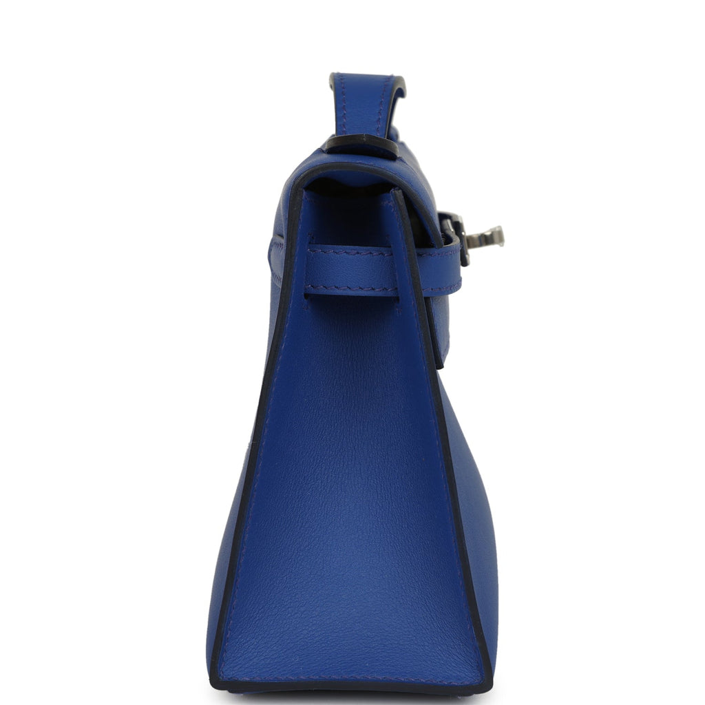 Hermes Kelly Pochette Bleu Royal Swift Palladium Hardware