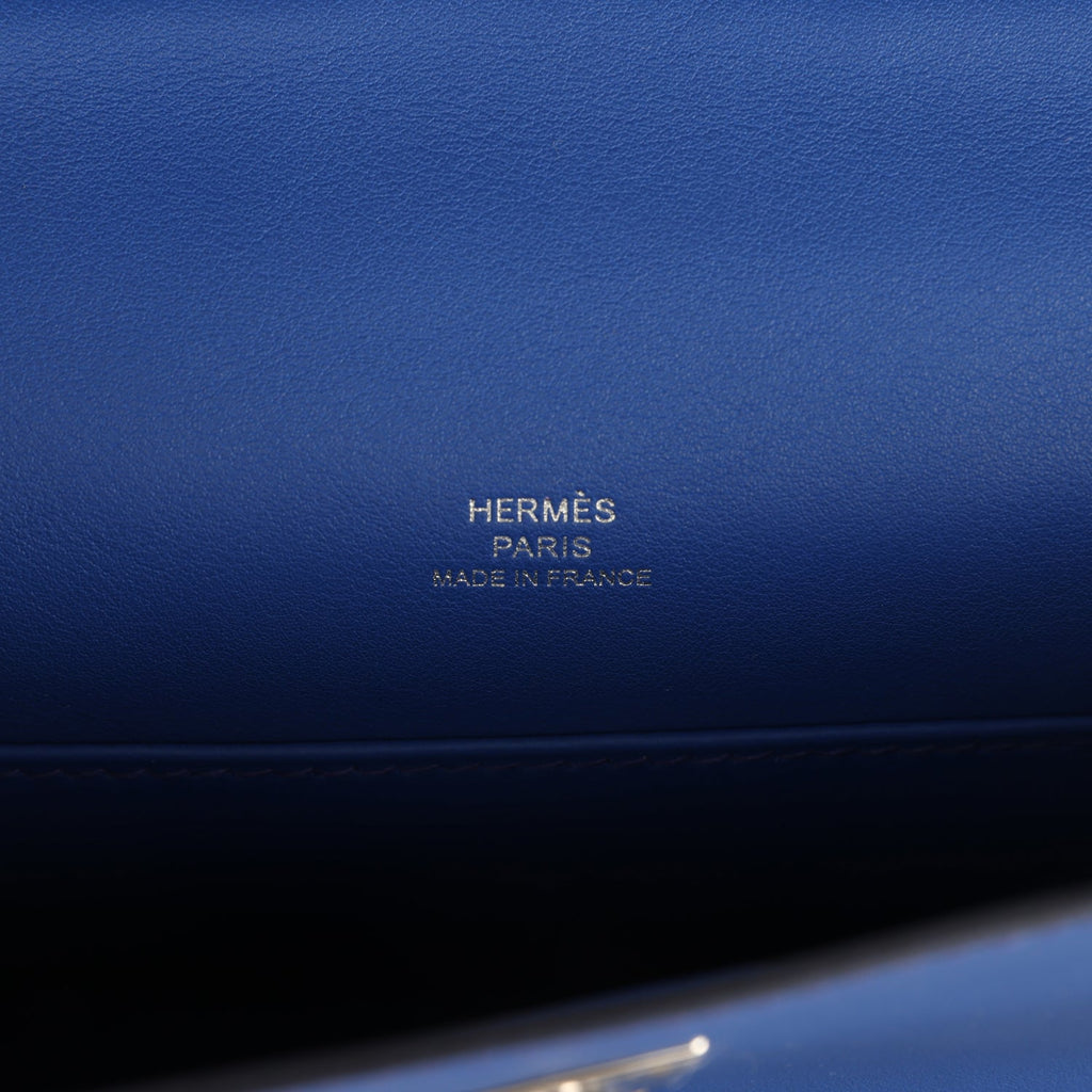 Hermes Kelly Pochette Bleu Royal Swift Palladium Hardware